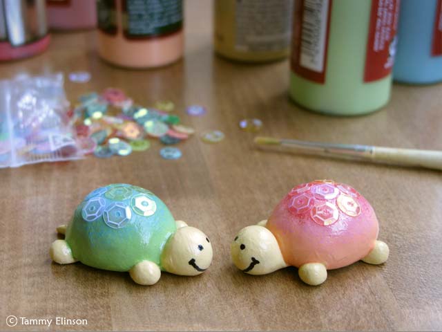 Paper-mache turtles