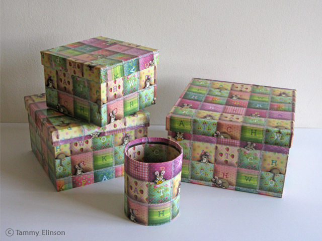 Patchwork boxes & pencil cups